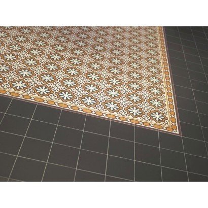 Centro Gotic motif central 20x20 - Carrelage rouge, orange, ocre et noir sol et mur style carreaux de ciment (carton de 1 m²)