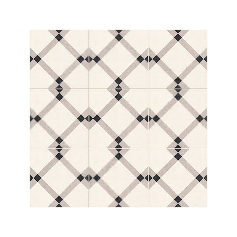 Banbury 20x20 - Carrelage graphique noir, blanc et gris pour sol et mur design intemporel (carton de 1 m²)