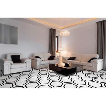 Dortmund 22,5x25,9 – Carrelage effet marbre blanc (carton de 0,88 m²)