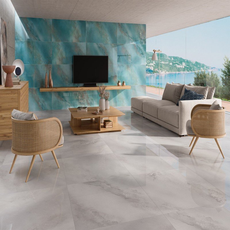 Hydra White Poli bords rectifiés 60x120 (carton de 1,43 m²)