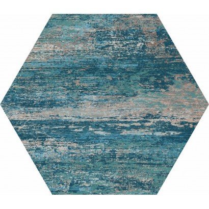 Cassis Hexagonal Blue 22x25 – Carrelage bleu et sable (carton de 1,04 m²)