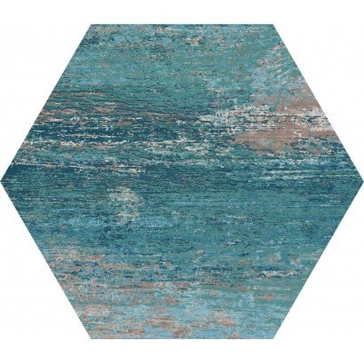 Cassis Hexagonal Blue 22x25 – Carrelage bleu et sable (carton de 1,04 m²)