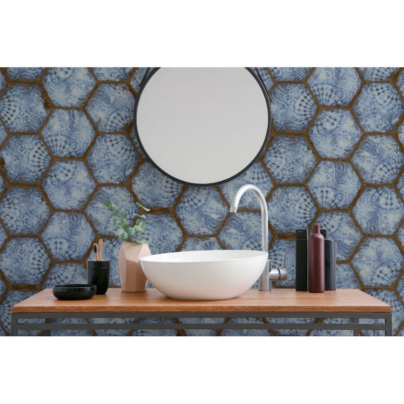 Gaudi Reactive Marina 22x25 – Carrelage décoratif bleu nuancé et blanc (carton de 1,04 m²)