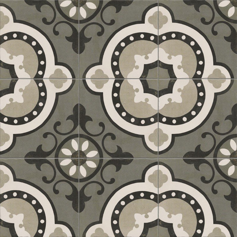 Barcelona Concrete - Carrelage décoratif vert, blanc et gris 20x20 pour sol style carreaux de ciment (carton de 1 m²)