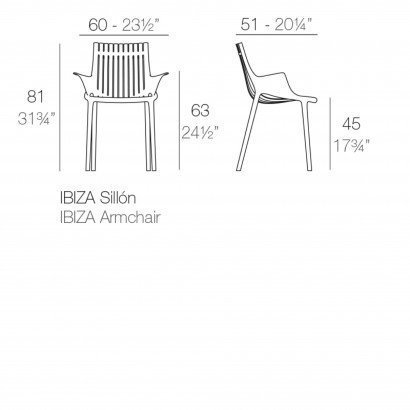 Chaise avec accoudoir Vondom Ibiza 60x51x81 - Noir - Lot de 4 unités