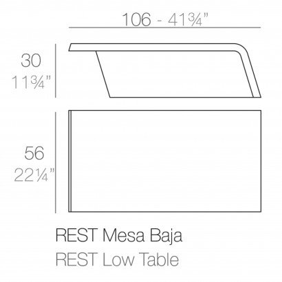 Table basse Vondom Rest 106x56x30 - Rouge - Produit écoresponsable