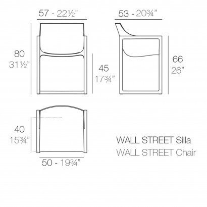 Chaise avec accoudoirs Vondom Wall Street 57x53x80 - Rouge - Lot de 2 unités