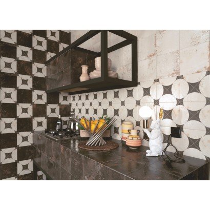 Carrelage aspect vielli brillant Meraki Black 20x20