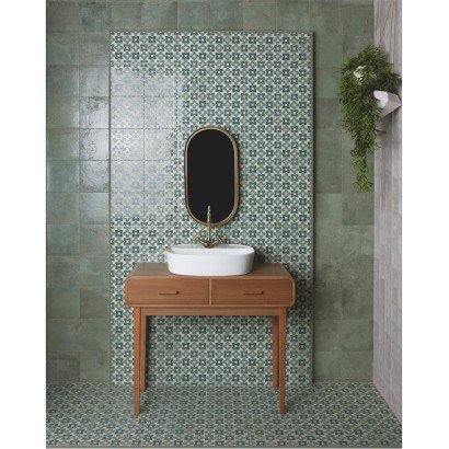 Carrelage aspect vielli brillant Meraki Green 20x20