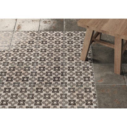Meraki Grey 20x20 - Carrelage aspect vielli brillant (carton de 1 m2)