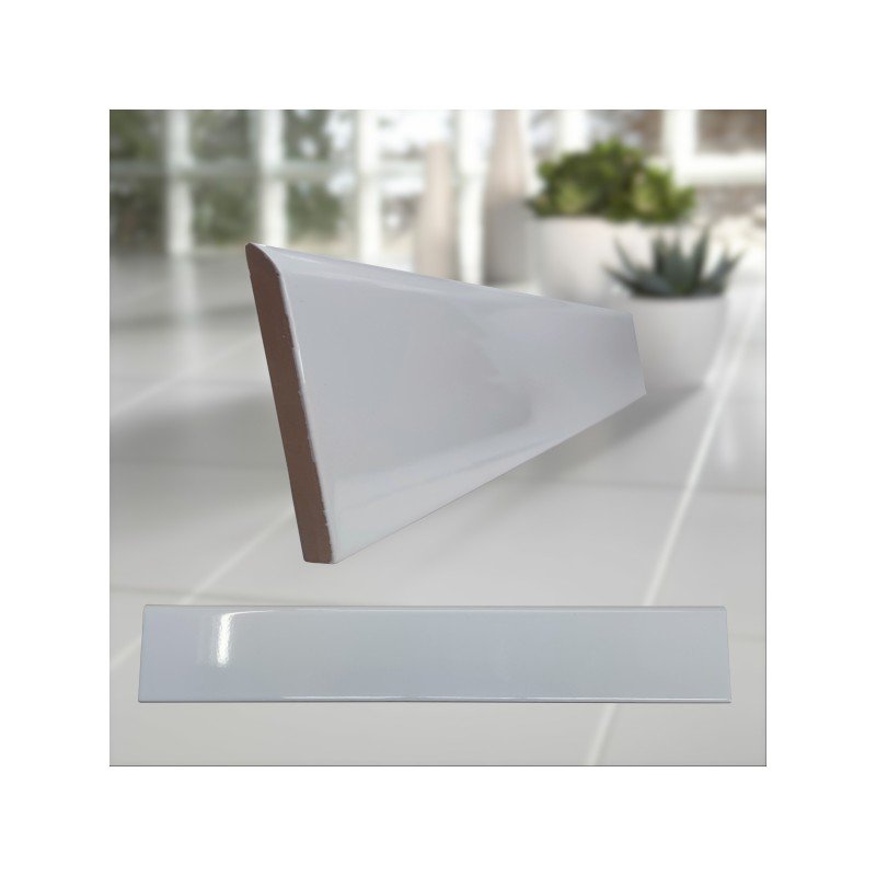 Plinthe carrelage blanc brillant uni Mainzu 10x60 (vendu à l'unité)