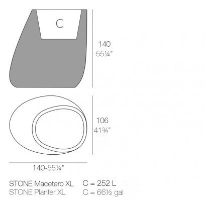 Jardinière Vondom Stone Basic 140x106x140 - Produit écoresponsable