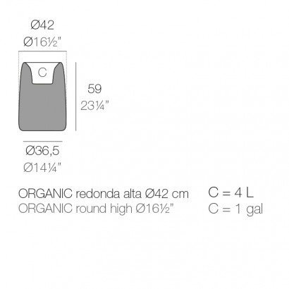 Pot de fleurs Vondom Organic Redonda Alta Basic Ø42x57 - Produit écoresponsable