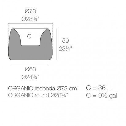Jardinière Vondom Organic Redonda Basic Ø73x57 - Produit écoresponsable