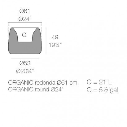 Jardinière Vondom Organic Redonda Basic Ø61x48 - Produit écoresponsable