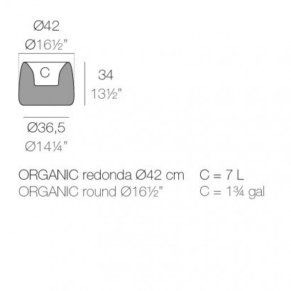 Jardinière Vondom Organic Redonda Basic Ø42x33 - Produit écoresponsable