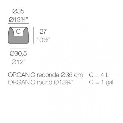 Jardinière Vondom Organic Redonda Basic Ø35x27 - Produit écoresponsable