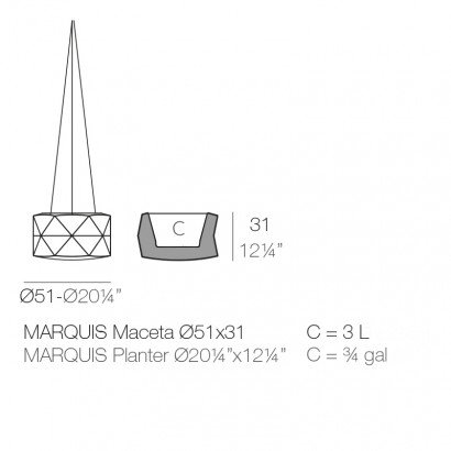 Jardinière Suspendue Vondom Marquis Basic Ø50x31 - Écru - Produit écoresponsable