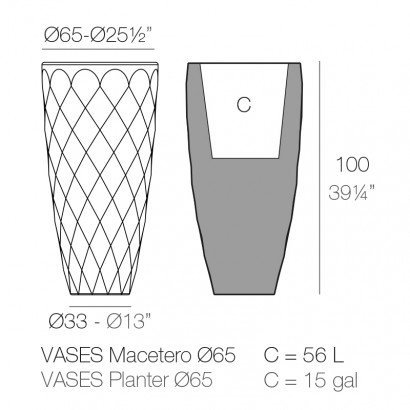 Jardinière Vondom Vases Basic Ø65x100 - Produit écoresponsable