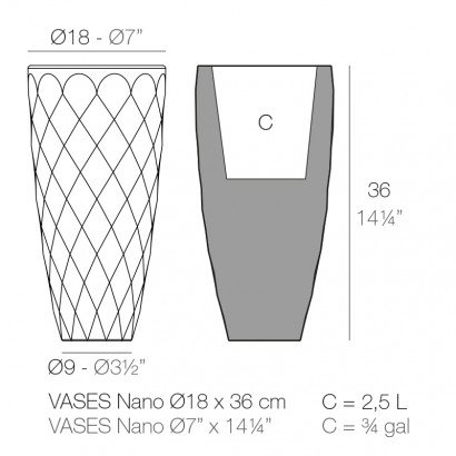 Jardinière Vondom Vases Basic Ø18x36 - Produit écoresponsable