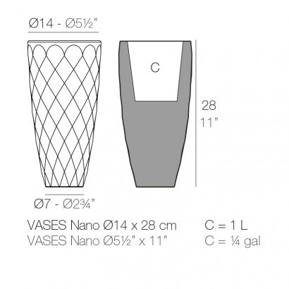 Jardinière Vondom Vases Basic Ø14x28 - Produit écoresponsable