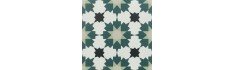 Infusion Amparo 20x20 - Carrelage géométrique vert, noir et blanc cassé (carton de 1 m²)
