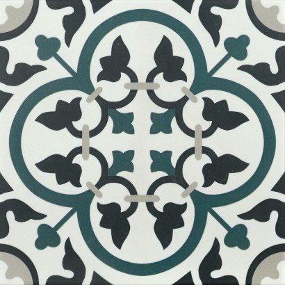 Infusion St Etienne 20x20 – Carrelage vert, noir et blanc (carton de 1 m²)