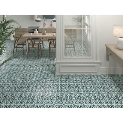 Infusion St Etienne 20x20 – Carrelage vert, noir et blanc (carton de 1 m²)