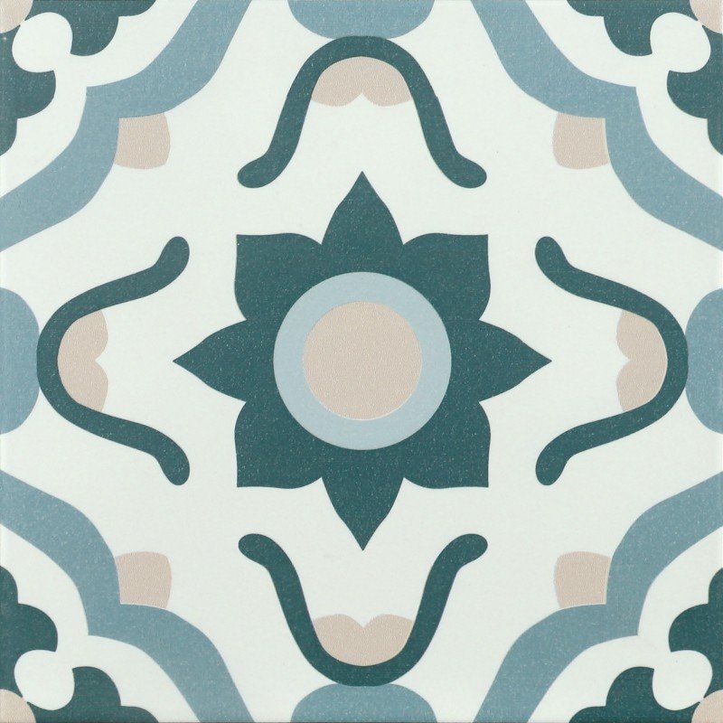 Infusion Nazare 20x20 - Carrelage décoratif vert, beige et bleu (carton de 1 m2)