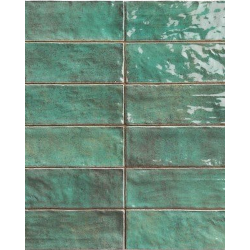 Positano Smeraldo 6,5x20 - Carrelage vert émeraude brillant pour mur effet artisanal (carton de 0,5 m²)