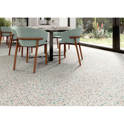 Dots 20x20 – Carrelage blanc multicolore style terrazzo (carton de 1 m²)