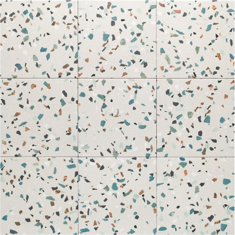 Dots 20x20 – Carrelage blanc multicolore style terrazzo (carton de 1 m²)