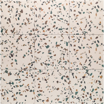 Dots 20x20 – Carrelage blanc multicolore style terrazzo (carton de 1 m²)