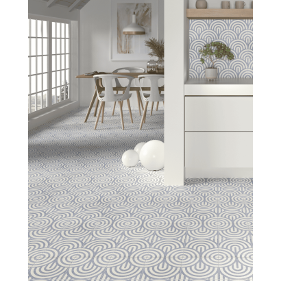 Decor Blue Three 20x20 - Carrelage style carreaux de ciment (carton de 1 m2)