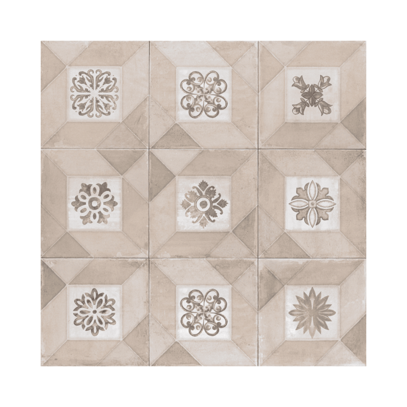 Deco Elegance Cream 20x20 - Carrelage style carreaux de ciment (carton de 1 m²)