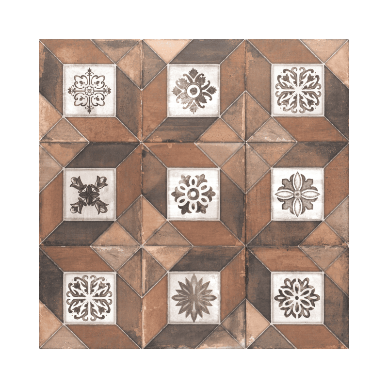 Deco Elegance Brown 20x20 - Carrelage style carreaux de ciment (carton de 1 m²)