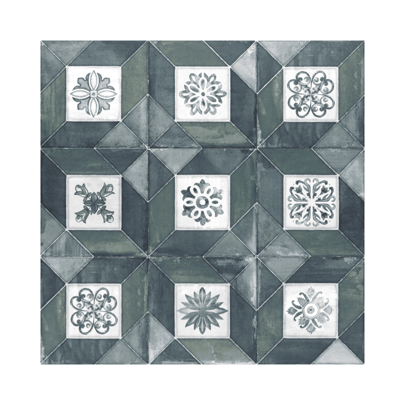 Deco Elegance Blu Green 20x20 - Carrelage style carreaux de ciment (carton de 1 m²)