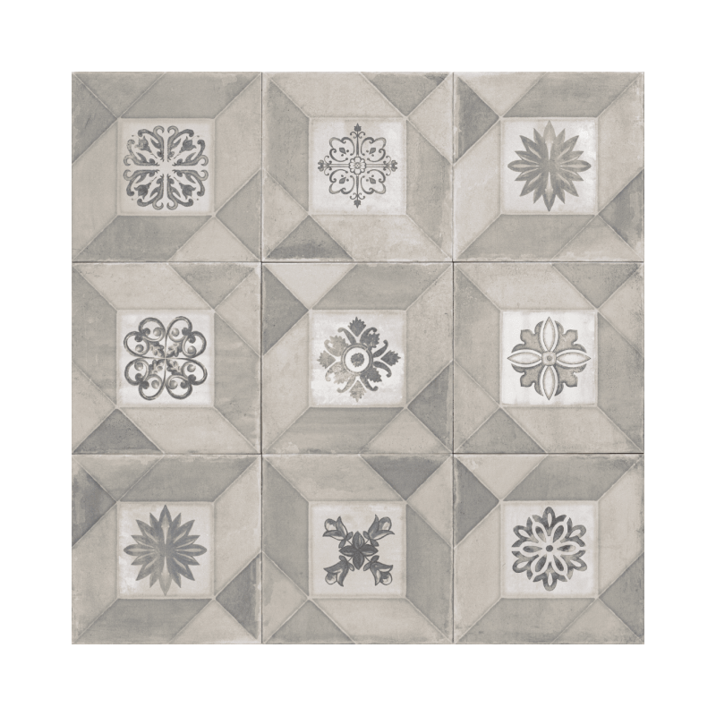 Deco Elegance Grey 20x20 - Carrelage style carreaux de ciment (carton de 1 m²)