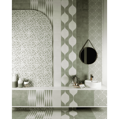 Decor Green Three 20x20 - Carrelage style carreaux de ciment (carton de 1 m²)