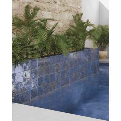 Meraki Blu 20x20 - Carrelage aspect vielli brillant (carton de 1 m2)
