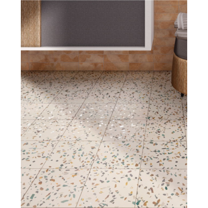 Dots Nude 20x20 – Carrelage style terrazzo (carton de 1 m²)