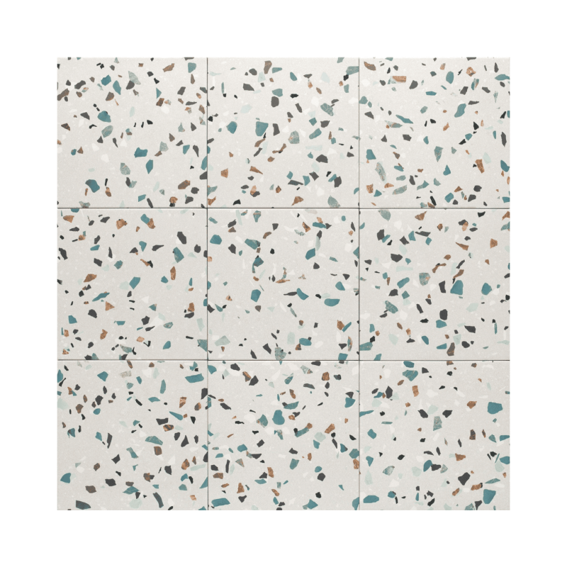 Dots Bianco 20x20 – Carrelage style terrazzo (carton de 1 m²)