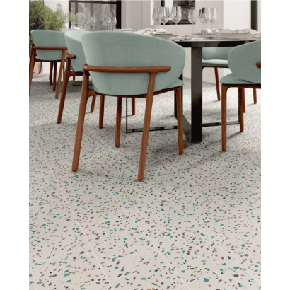 Dots Bianco 20x20 – Carrelage style terrazzo (carton de 1 m²)