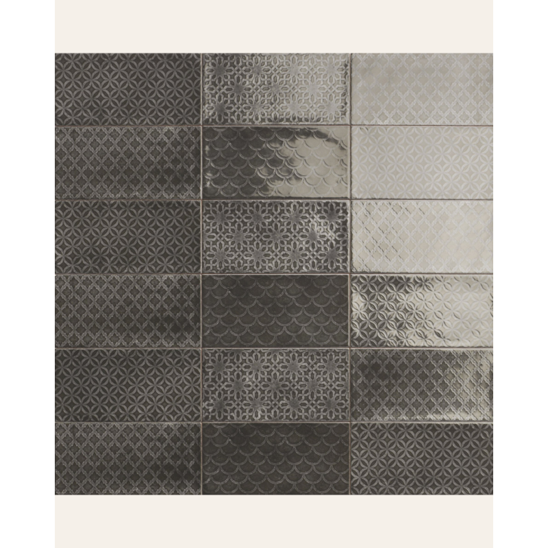 Decor Camden Nero 10x20 - Carrelage finition brillante (carton de 1 m2)