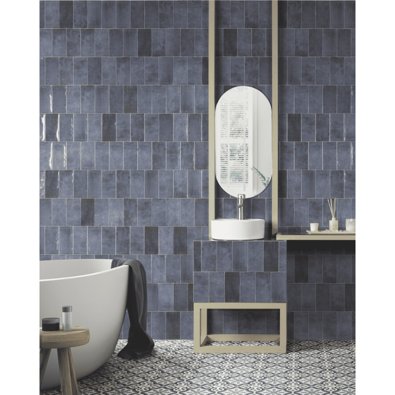 Decor Camden Azzurro 10x20 - Carrelage finition brillante (carton de 1 m2)