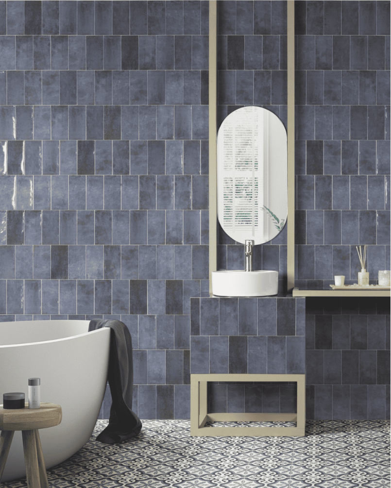 Decor Camden Azzurro 10x20 - Carrelage finition brillante (carton de 1 m2)