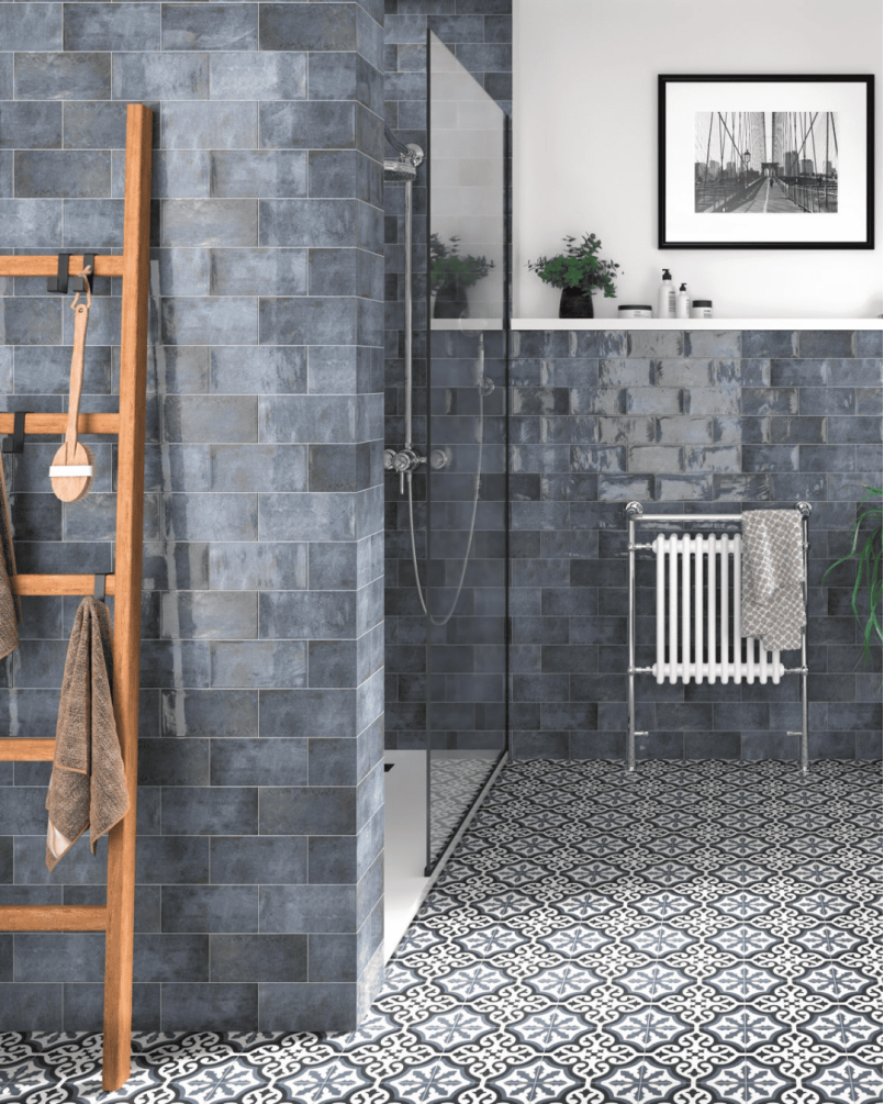 Decor Camden Azzurro 10x20 - Carrelage finition brillante (carton de 1 m2)