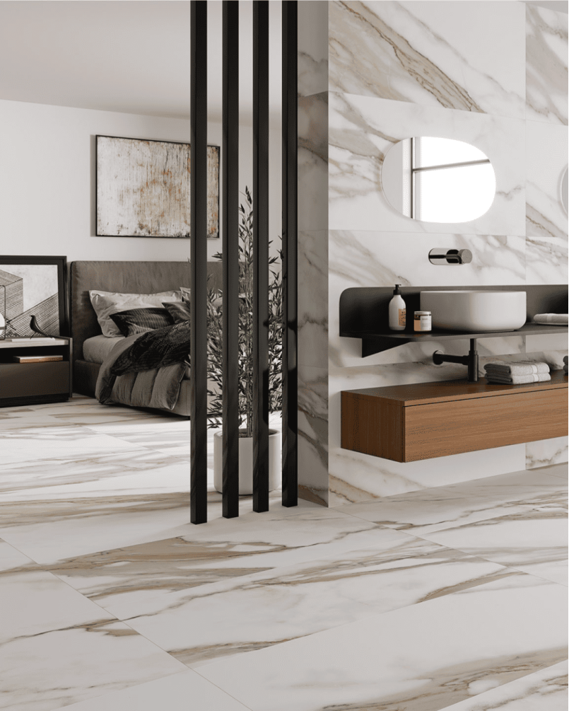 Calacatta Golden 60x120 - Carrelage effet marbre finition mate (carton de 1,44 m²)