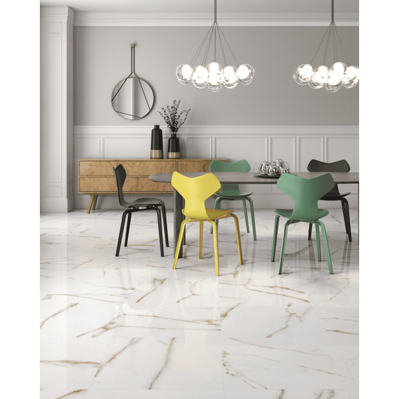 Dana Gold 60x120 - Carrelage effet marbre brillant (carton de 1,44 m²)