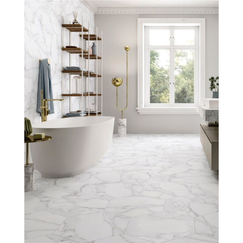 Verona 56x48,5 – Carrelage hexagonal brillant (carton de 1,20 m²)